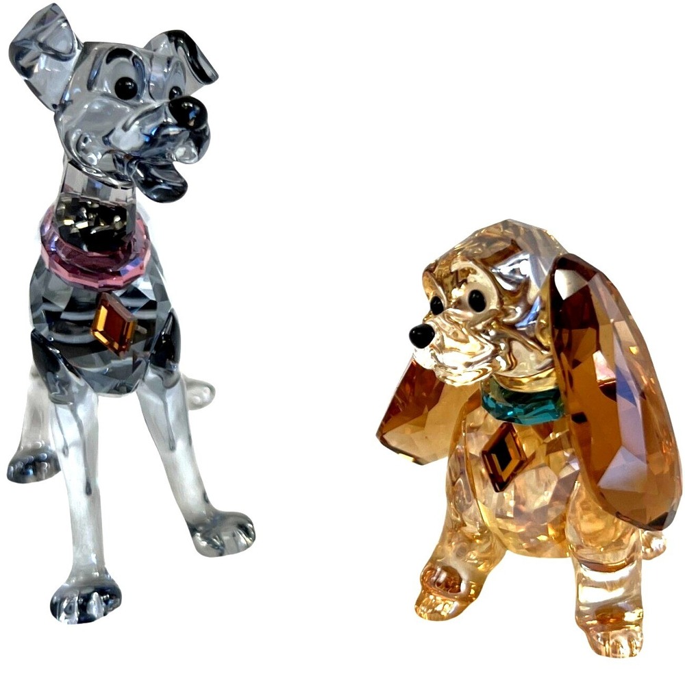 Swarovski Disney Lady And The Tramp Figurine Set 1089113 1090823 Retired Crystal